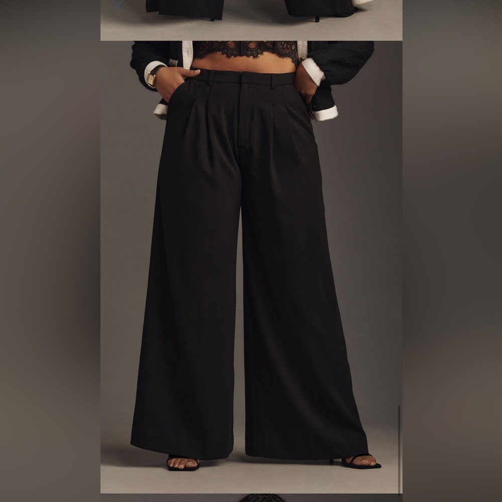 The Avery Pleated Wide Leg Trouser - Black Size 14